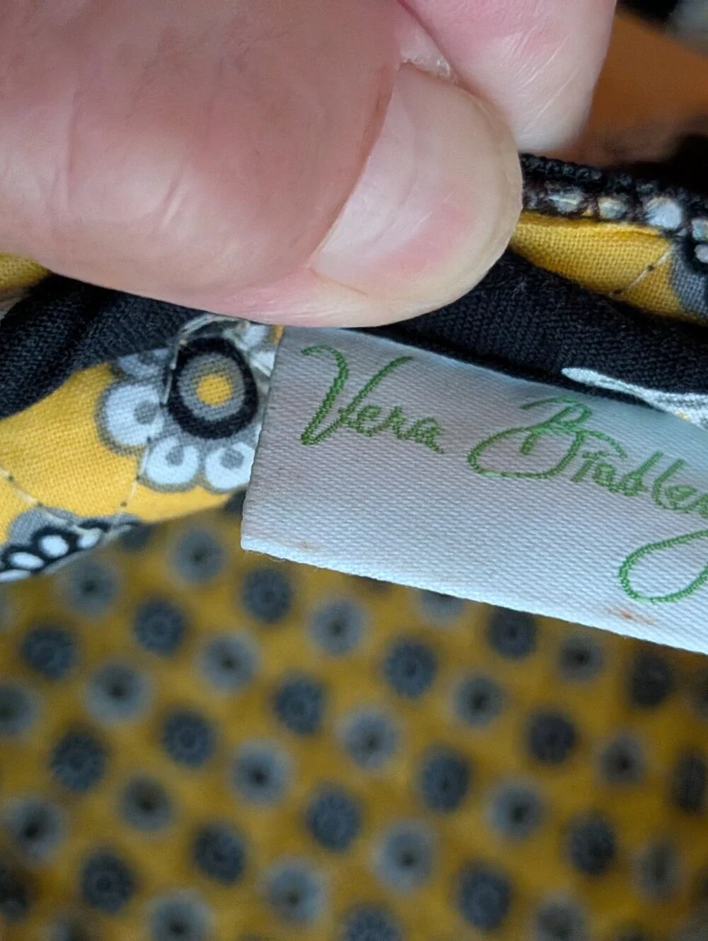 Vera Bradley Black Floral Quilted Laptop Tote with Yellow Accents 15”/ 12”
